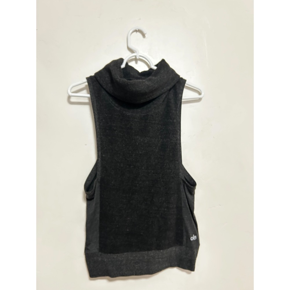 Alo Yoga Womens Charcoal Gray Cowl Neck Sleeveless Open Back Top Size S
